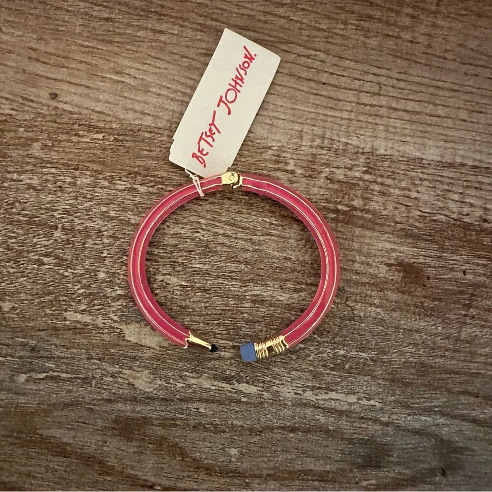 Betsey Johnson Pink Pencil Hinged Bracelet